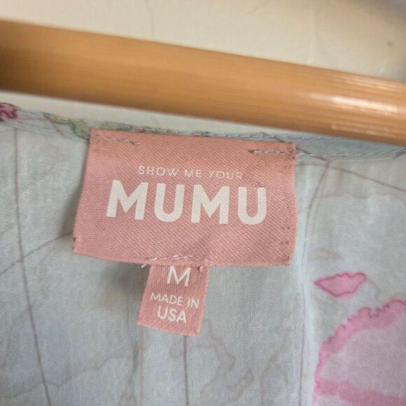 Show Me Your Mumu World Tour Peta Tunic Map Print Blue Size Medium Chiffon Sheer - Picture 2 of 9